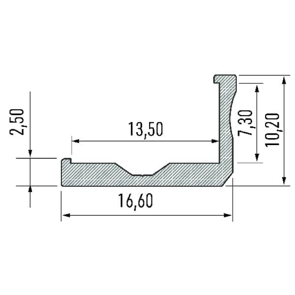 Surface LED profile F dimensions