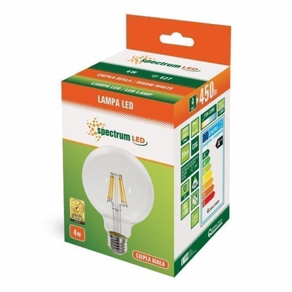 4W E27 LED lemputė G95 Premium Clear