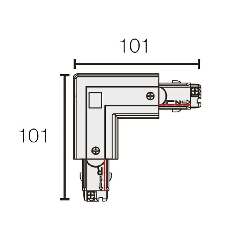 Track system corner connection right dimensions