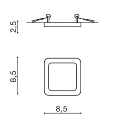 Built-in lamp SLIM SQ IP44 dimensions