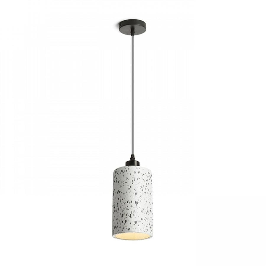 Modern design pendant light with terrazzo-colored concrete cover for E27 base lamps.