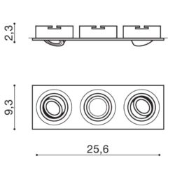 Įmontuojamas kryptinis šviestuvas Caro 3 Aluminium