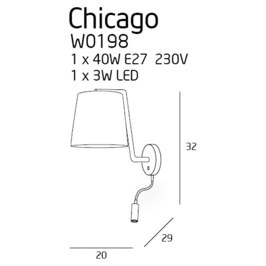 Sieninis šviestuvas Chicago CH + LED