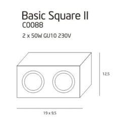 Lubinis kryptinis šviestuvas Basic Square 2WH