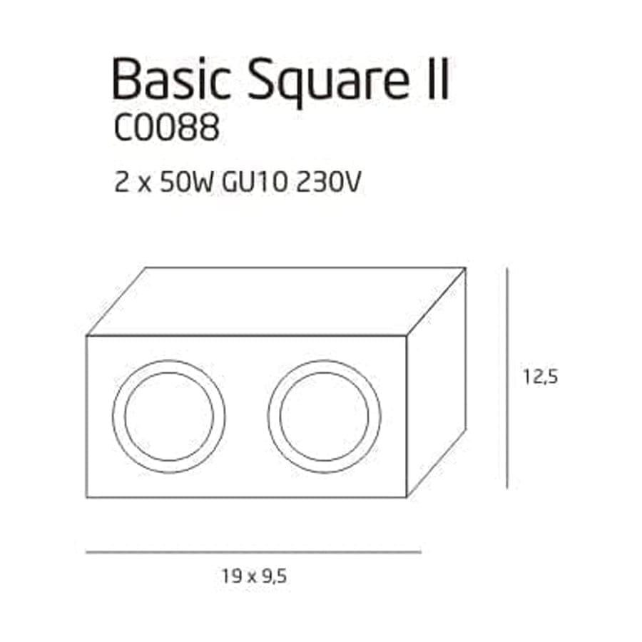 Ceiling directional light Basic Square 2WH