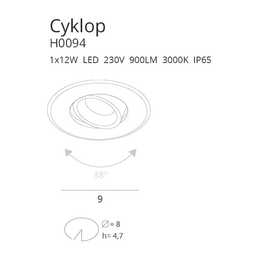 Built-in Cyklop WH directional LED light