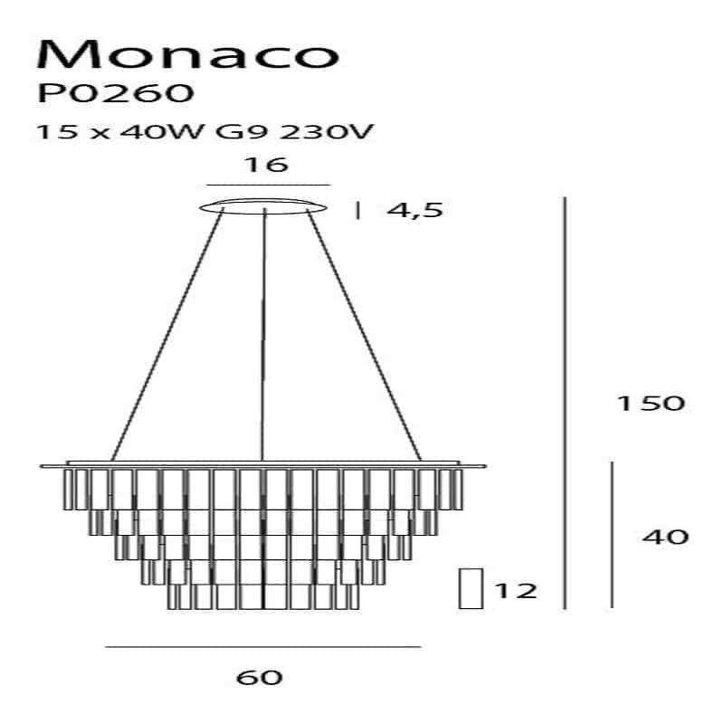 Pakabinamas šviestuvas Monaco ø60 chromas