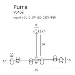 Pakabinamas šviestuvas PUMA P0409