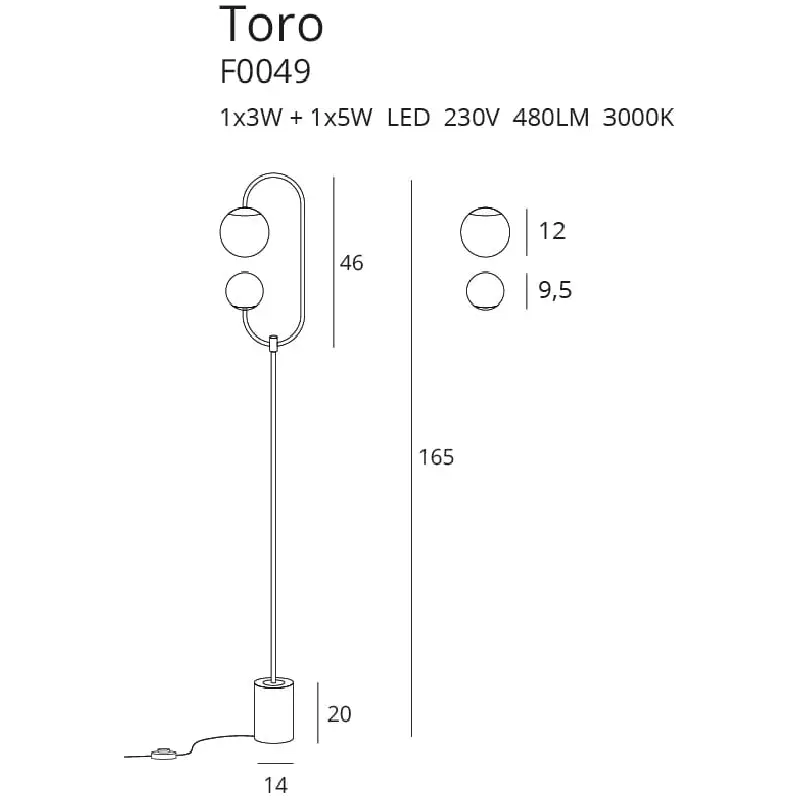 Pastatomas šviestuvas TORO F0049
