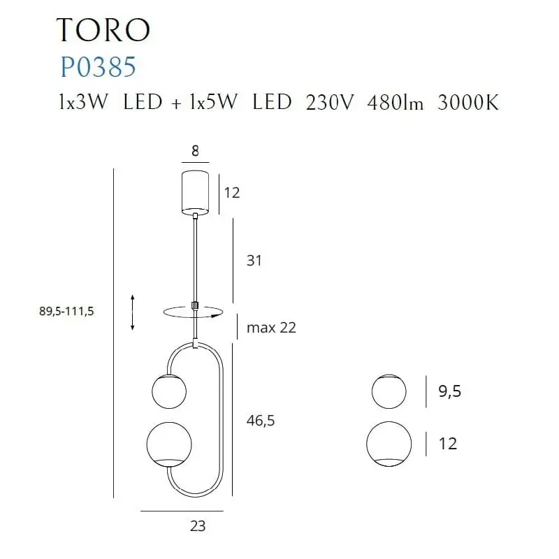 Hanging lamp TORO P0385