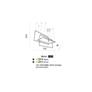 Pakabinamas šviestuvas Metric Baltas