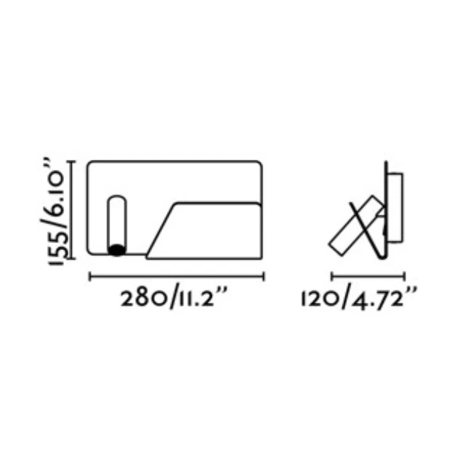 Sieninis kryptinis šviestuvas SUAU USB Baltas (dešinė)