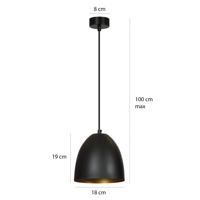 Hanging lamp LENOX 1 Black/Gold 410/1