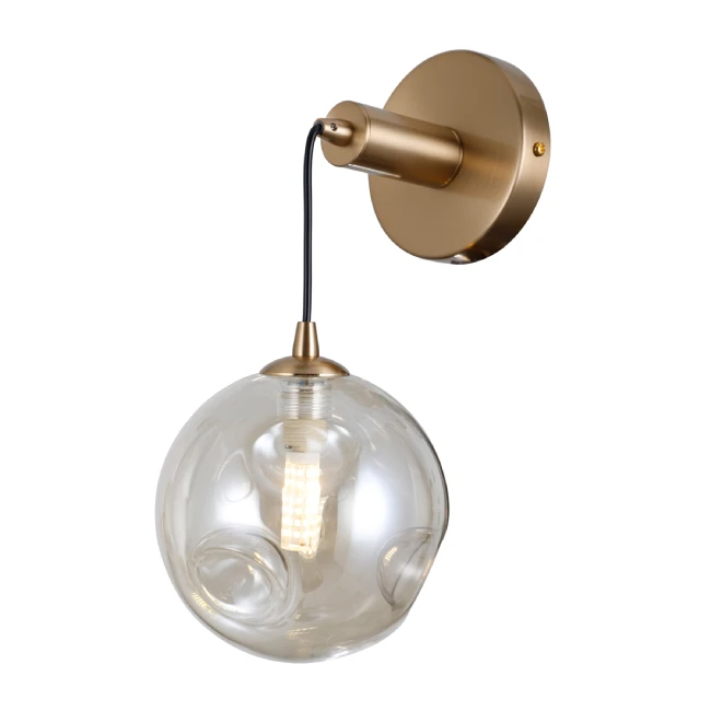 Wall lamp Perlos Brass/Amber glass