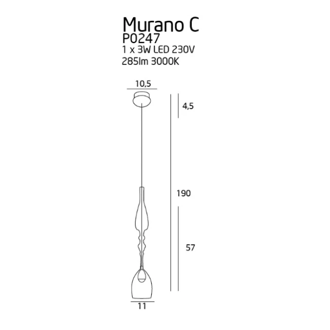 3W Hanging LED lamp MURANO C, 3000K, Chrome, P0247