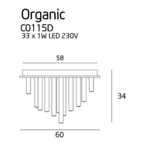 33W Lubinis šviestuvas ORGANIC, Juodas, 3000K, DIMM, Triac