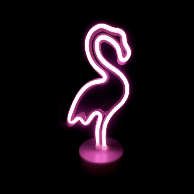 LED Neon Sign FLAMINGO, Pink, 16x10x28.5cm, IP20, 3xΑΑ/USB