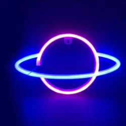 LED Neoninis ženklas CELESTIAL BODY, Rožinė/Mėlyna, 17.5x2x30cm, IP20, 3xΑΑ/USB