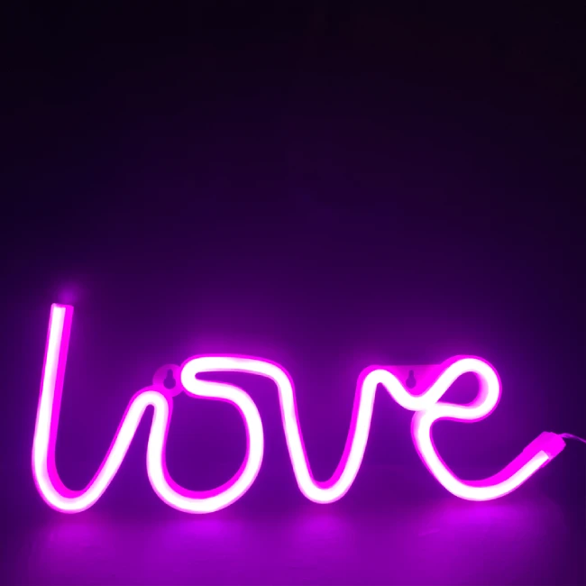 LED Neon sign "love", Pink, 35.5x2x13cm, IP20, 3xΑΑ/USB