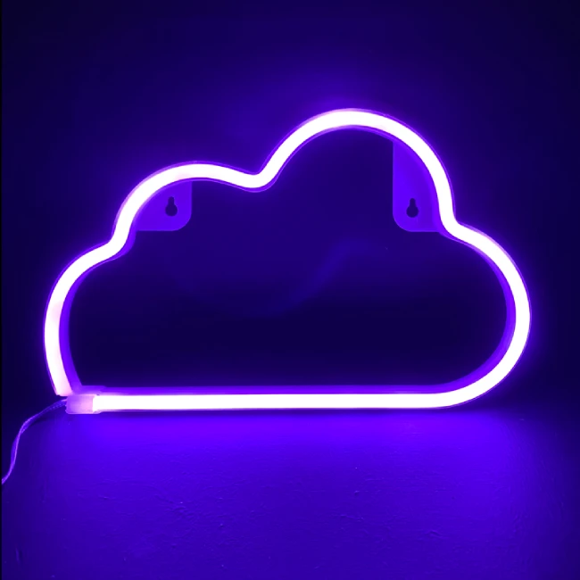 LED Neon Sign Cloud, Purple, 29.5x2x18.5cm, IP20, 3xΑΑ/USB