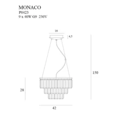 Pakabinamas LED šviestuvas MONACO, Auksinis, P0423