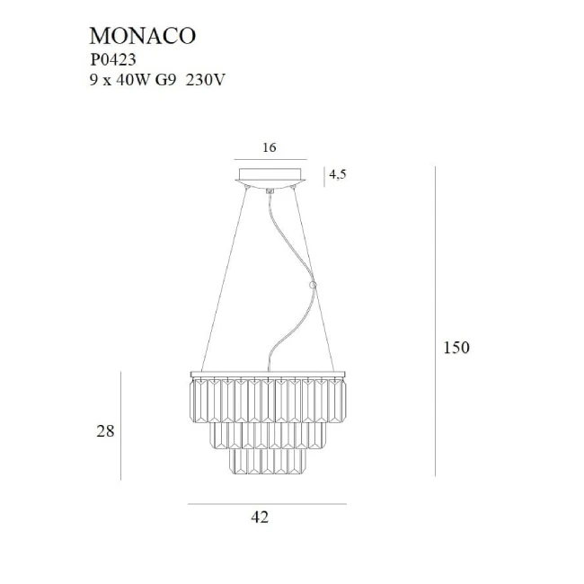 Hanging LED lamp MONACO, Gold, P0423