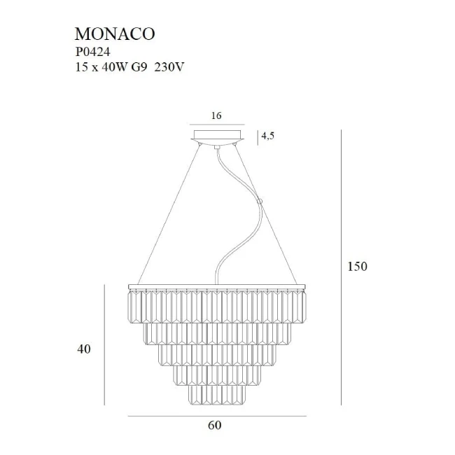 Hanging LED lamp MONACO, Gold, P0424