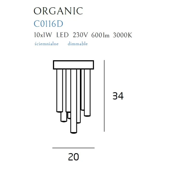 10W Ceiling lamp ORGANIC, 3000K, Copper, C0116D