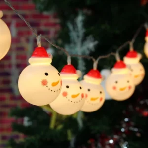 LED Girlianda PLASTIC SNOWMAN, 3000K, IP20, 2xAA, 135+30cm