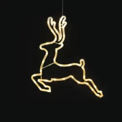 Pakabinama LED dekoracija PLASTIC DEER, 3000K, IP20, 42x0.7x41cm, 3xAA/USB