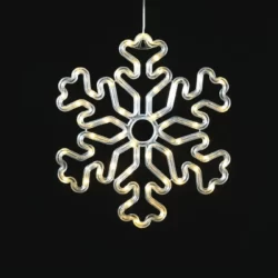 Pakabinama LED dekoracija PLASTIC SNOWFLAKE, 3000K, IP20, 30.5x0.7x27.5cm, 3xAA/USB