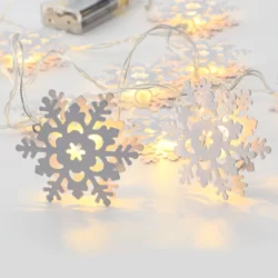 LED Girlianda METAL SNOWFLAKE, 3000K, IP20, 2xAA, 135+30cm