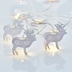 LED Girlianda METAL REINDEER, 3000K, IP20, 2xAA, 135+30cm, Balta