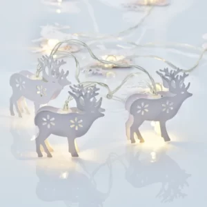 LED Girlianda METAL REINDEER, 3000K, IP20, 2xAA, 135+30cm, Balta