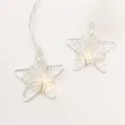 LED Girlianda METAL STARS, 3000K, IP20, 3xAA, 135+30cm, Sidabrinė