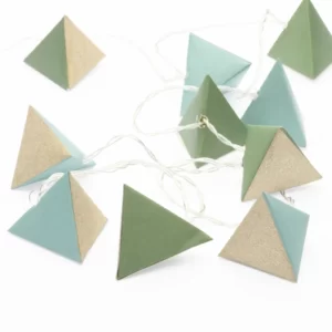 LED Girlianda PAPER GREEN TRIANGLE LIGHTS, 3000K, IP20, 2xAA, 135+30cm