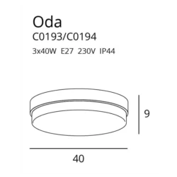 Lubinis šviestuvas ODA, IP44, Juodas, C0194