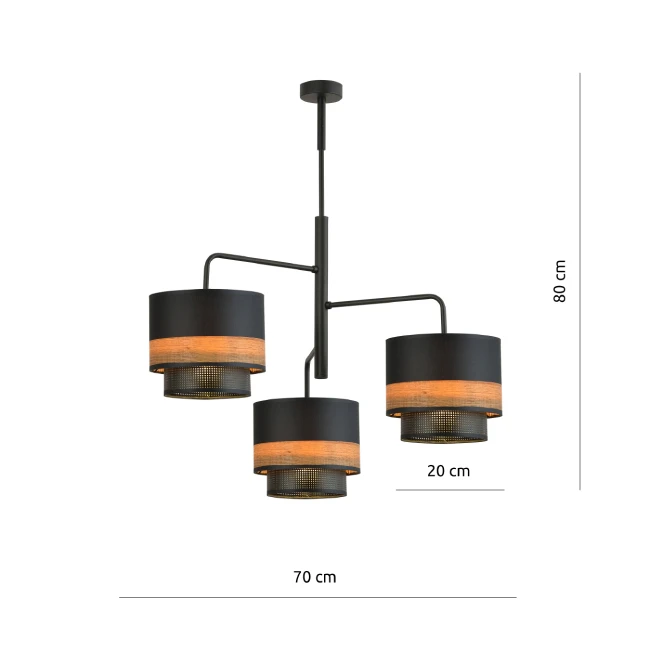 Ceiling lamp ARIGATO 3 Black/Wood 1193/3