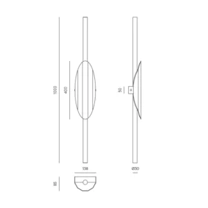 16W Sieninis LED šviestuvas XAGO, 2700K, DIMM TRIAC, Žalvaris, A1262/ORO