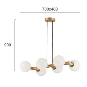 Pakabinamas šviestuvas GLOBE 6/L, Baltas/Auksinis, 3094500