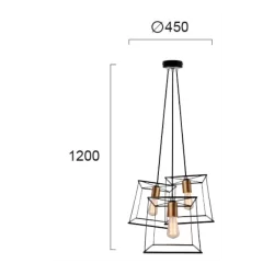 Pakabinamas LED šviestuvas AGATHA 3/L, Juodas, 4138700