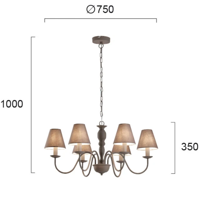 Hanging lamp FATIMA 6/L, Grey, 4163600