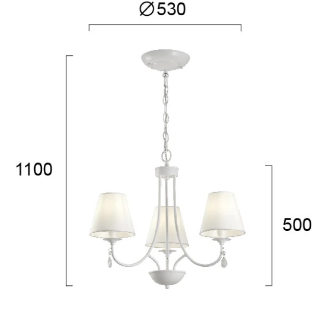 Hanging lamp PATRICIA 3/L, White, 4164100