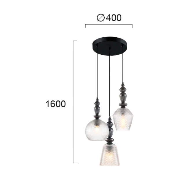 Hanging lamp TALISA 3/L, Black, 4169800