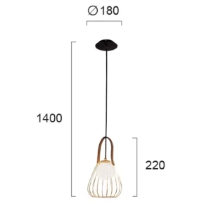 Pakabinamas LED šviestuvas LEVIK ⌀18, Juodas/Auksinis, 4195500