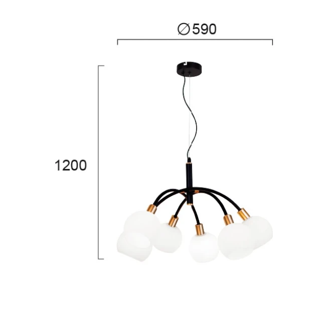 Suspended lamp ELISA 6/L, Black/White, 4215000