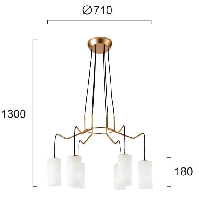 Hanging lamp ELENOR 6/L, Gold, 4232000