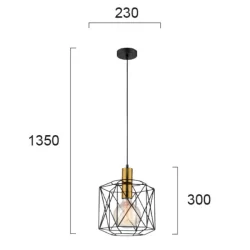 Pakabinamas LED šviestuvas ARGO, Juodas/Auksinis, 4252100