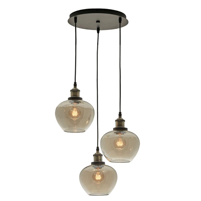 Hanging lamp JONAS 3/L, Amber, 4165800