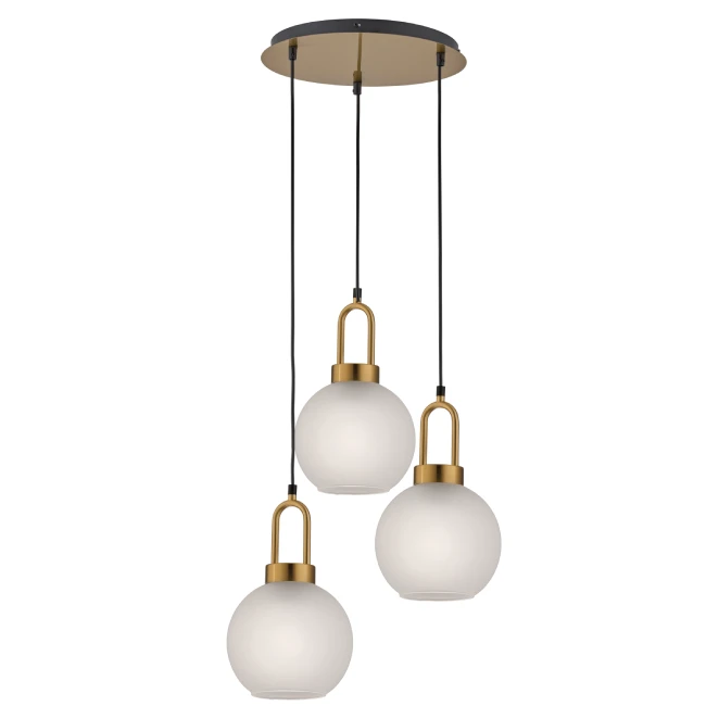 Hanging lamp DORIA 3/L, White/Brass, 4249700